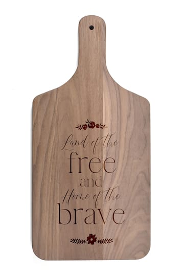 17&#x22; Land of the Free Home of the Brave Paddle Cutting Board